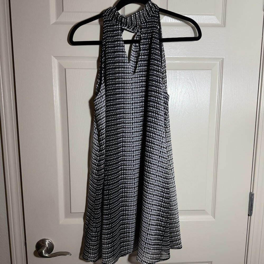 Tyche Black White Patterned Halter Dress